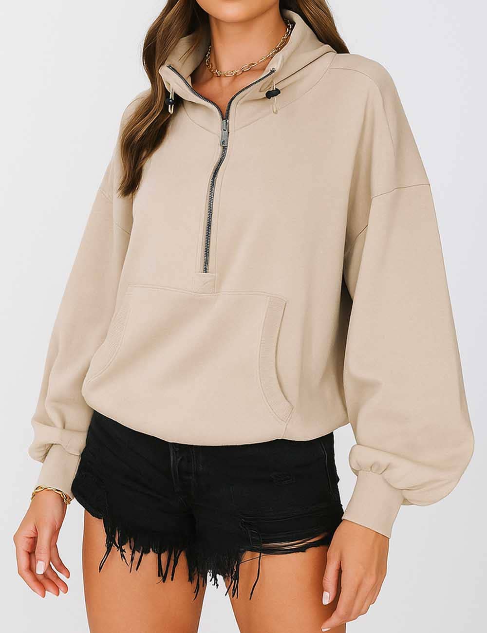 Sweetkama – wholesale Hoodie - Dam – Damtröja med dragkedja, krage, ficka och långa ärmar.10