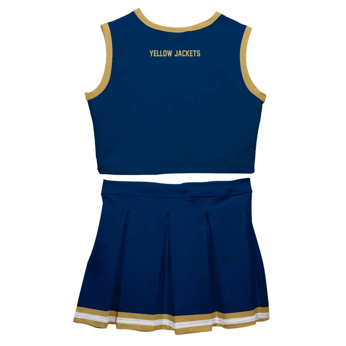 Vive La Fete - Wholesale Top & Skirt Set - Kids - Georgia Tech Yellow Jackets Blue Sleeveless Cheerleader Set1