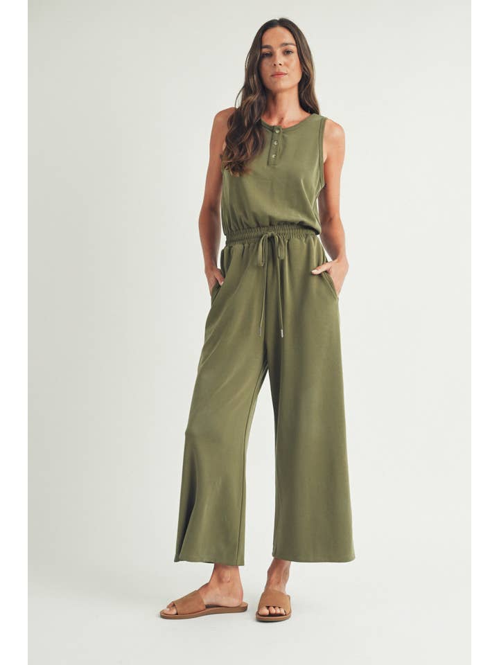 ELLE GREY - Wholesale Jumpsuit - Women's - EASYGOING HENLEY JUMPSUIT