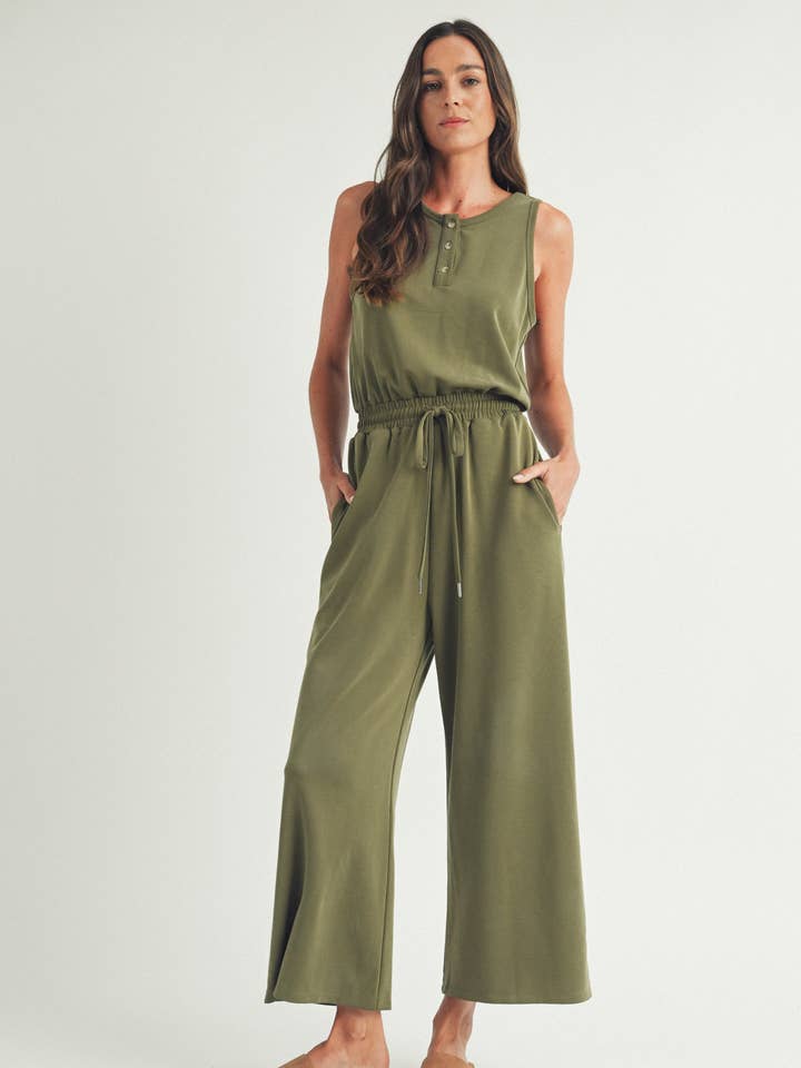 EASYGOING HENLEY JUMPSUIT for wholesale by ELLE GREY