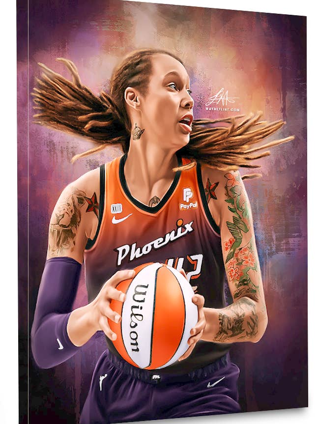 Brittany Griner Digital Oil Painting by Wayne Flint for wholesale by Wayne Flint Digital Portraits