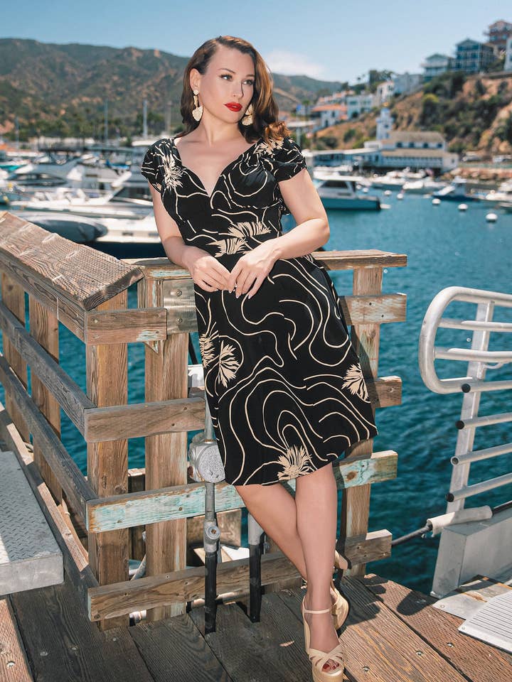 1940s Dress - Waves and Waterlilies for wholesale by TRASHY DIVA