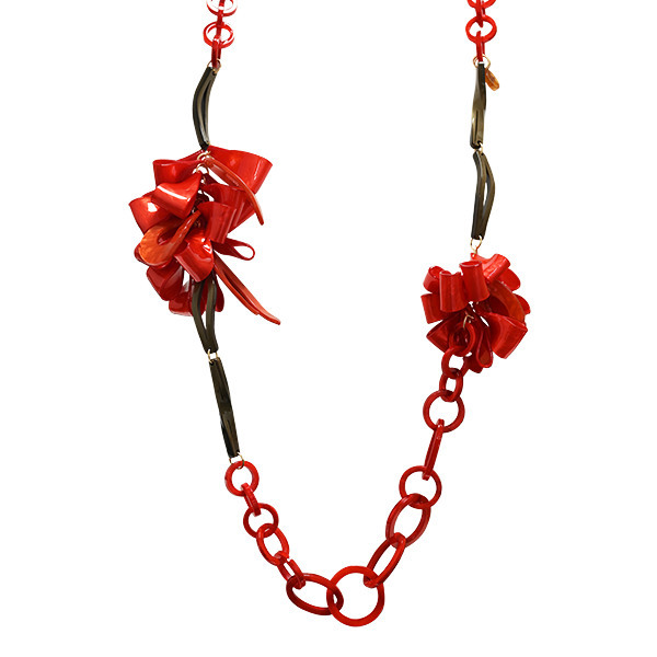 AMORINO SRL - Wholesale Beaded/Pearl Necklace - LONG RESIN NECKLACE WITH RINGS AND CHARMS - FT24184A4818