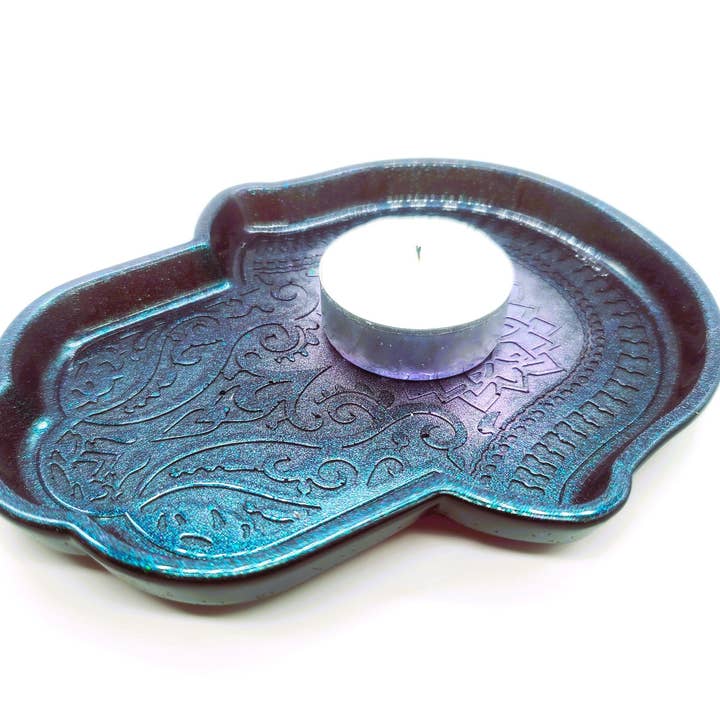 Slightly Askew Art - Wholesale Jewelry Dish - Hamsa Hand Trinket Dish - Made with Resin & Color-Shift Mica2