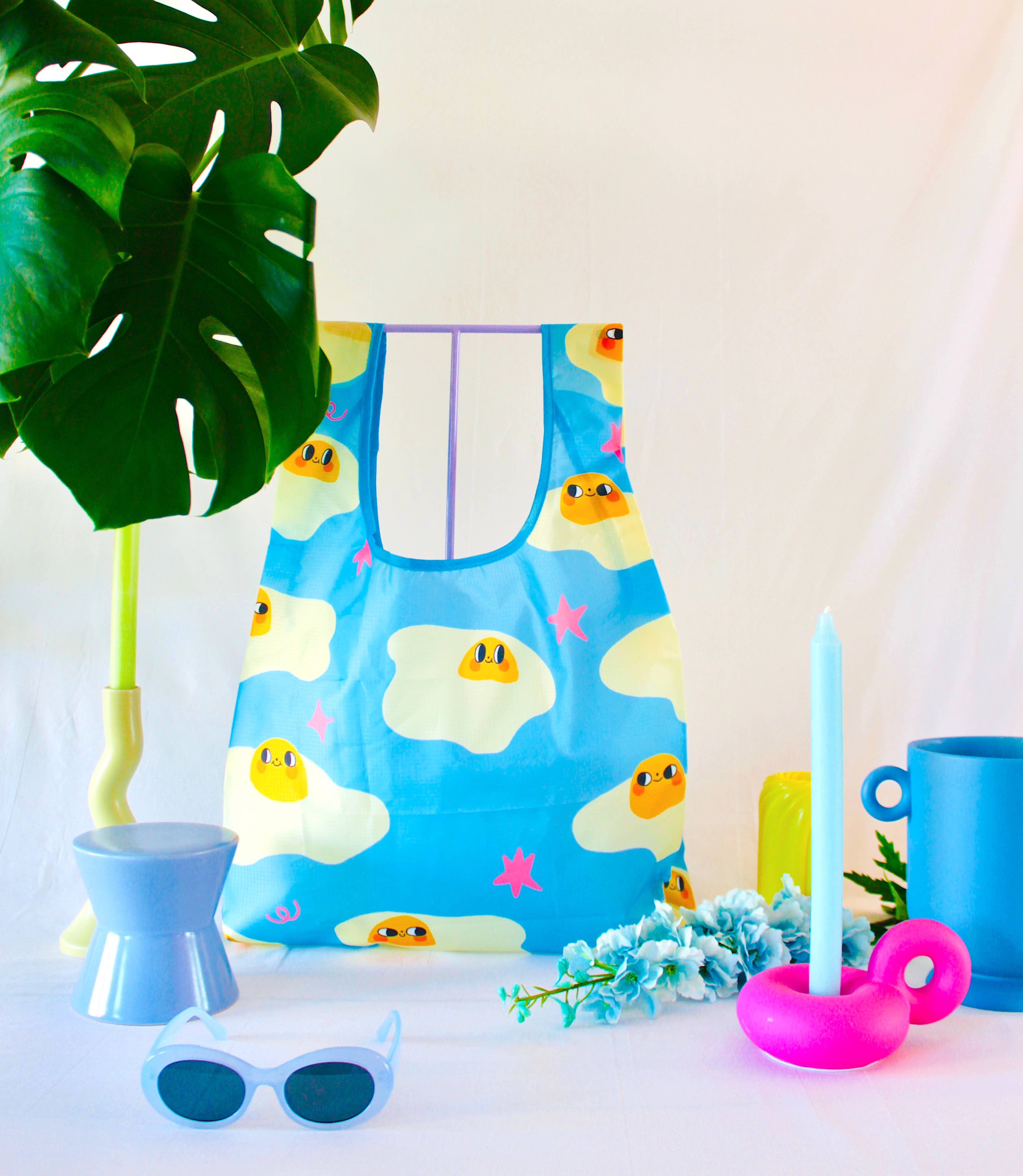 Bloemkolie – wholesale Livsmedels-/Shoppingväska – Omelett Återanvändbar Väska Söt Kawaii Återanvändbar Tygkasse4