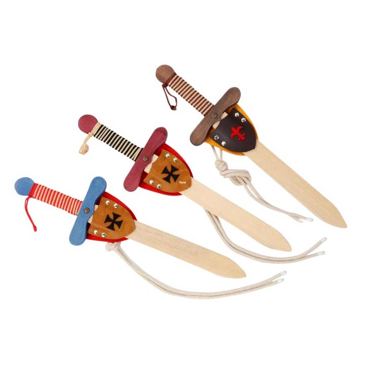 Wooden Sword 48 Cm + Sword Holder:Medium “Templar” Assortment for wholesale by Axe Selection