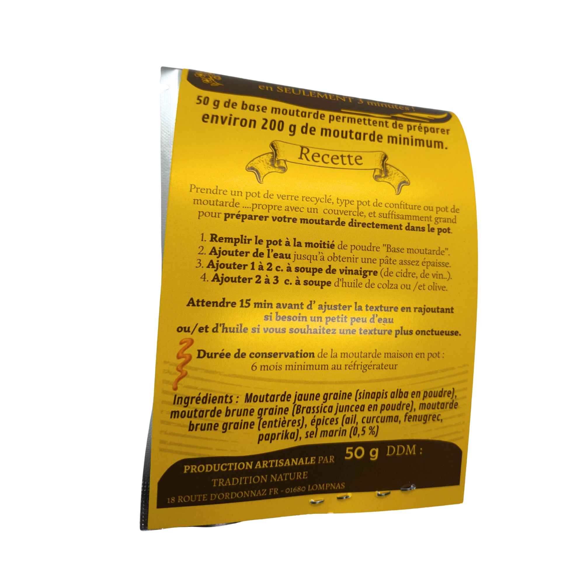 Tradition Nature - Wholesale Mustard - Homemade artisan mustard base | 50 g sachet cardboard4