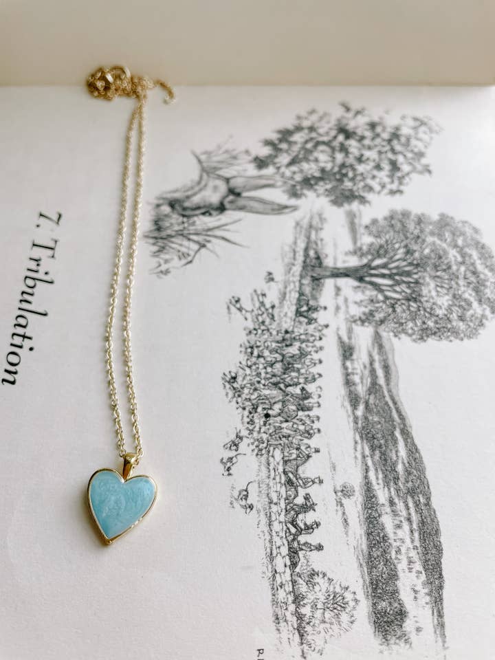 Turquoise and Gold Heart Pendant Necklace for wholesale by Sweet Home Nashville