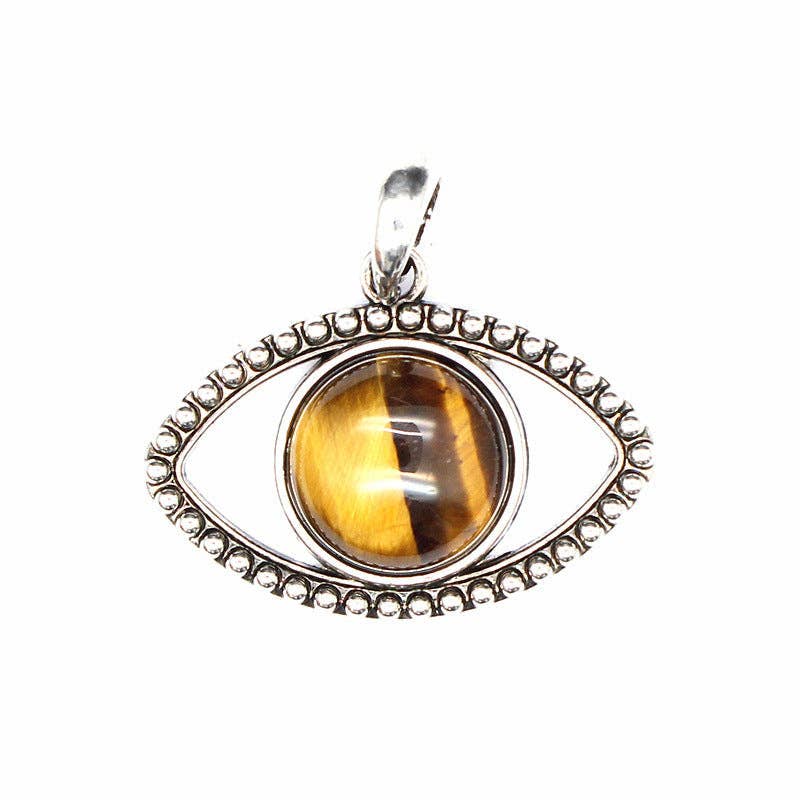 Mio Queena - Wholesale Individual Charm/Pendant - Vintage Natural Stone Evil Eye Charms (Single Pendant) - CS4