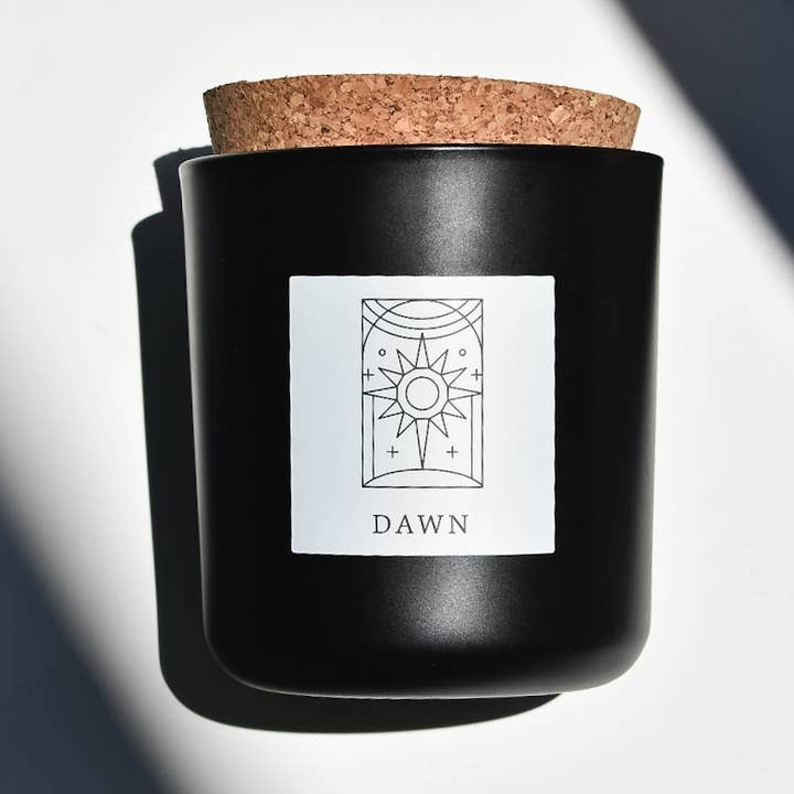 Dawn Tumbler Candle in Black Glass + Cork for wholesale by Herland Home
