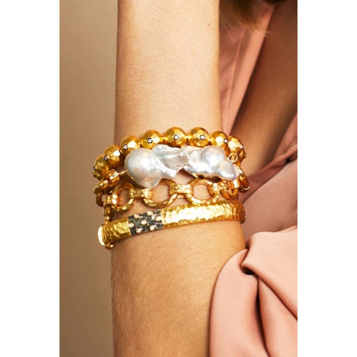 Atelier Coralia Leets fashion Jewelry – Engroshandel Armbånd med led og kæde – Barok Perler Armbånd Oval Links/Dobbelt kæde