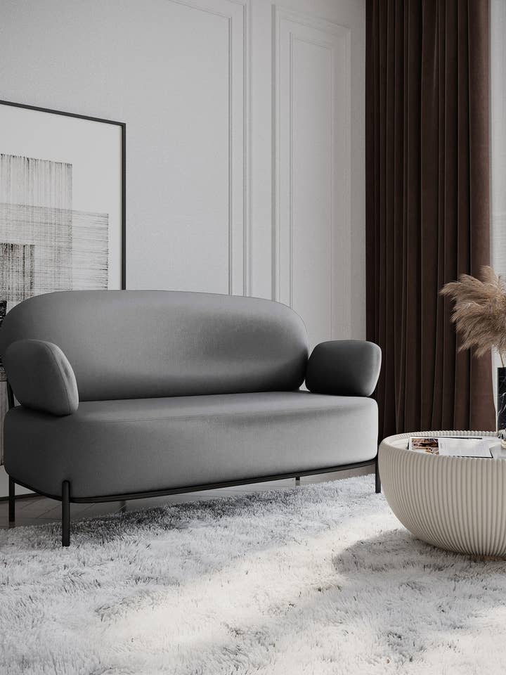 Canapé 2 places design gris foncé Carla pour la vente par Potiron