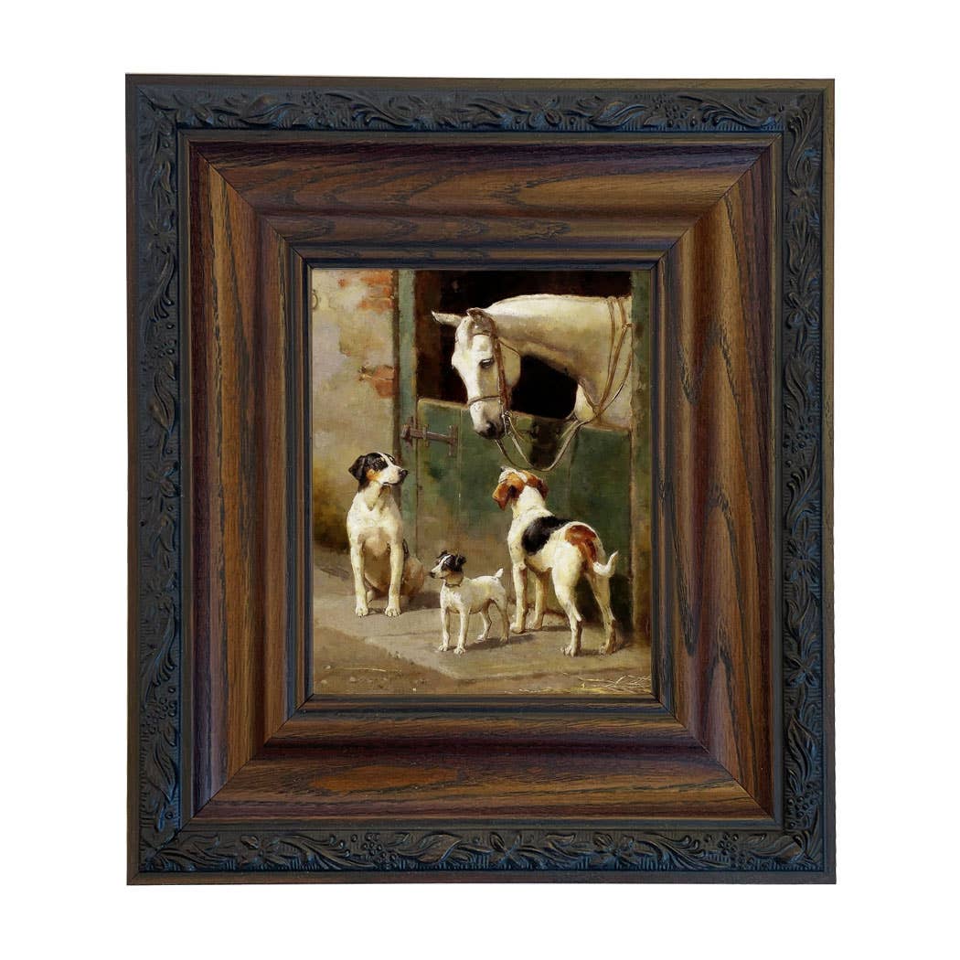 Madison Bay Co. - Historical Home Decor Reproductions - Wholesale Art Print - Dog and Horse at Stable Vintage Painting Print on Canvas0
