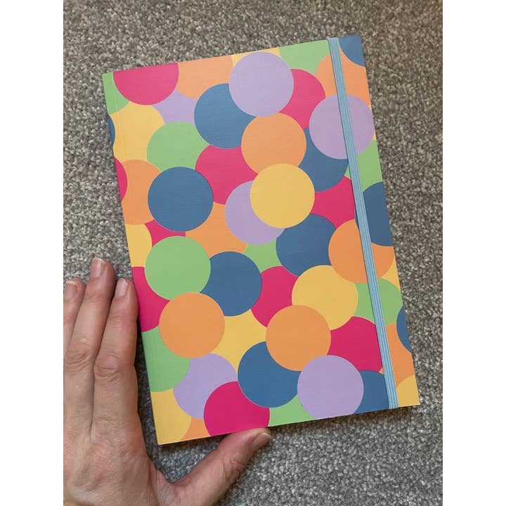 A5 Polka Dot Notebook (Light Blue Elastic) for wholesale by Popsy & Plum