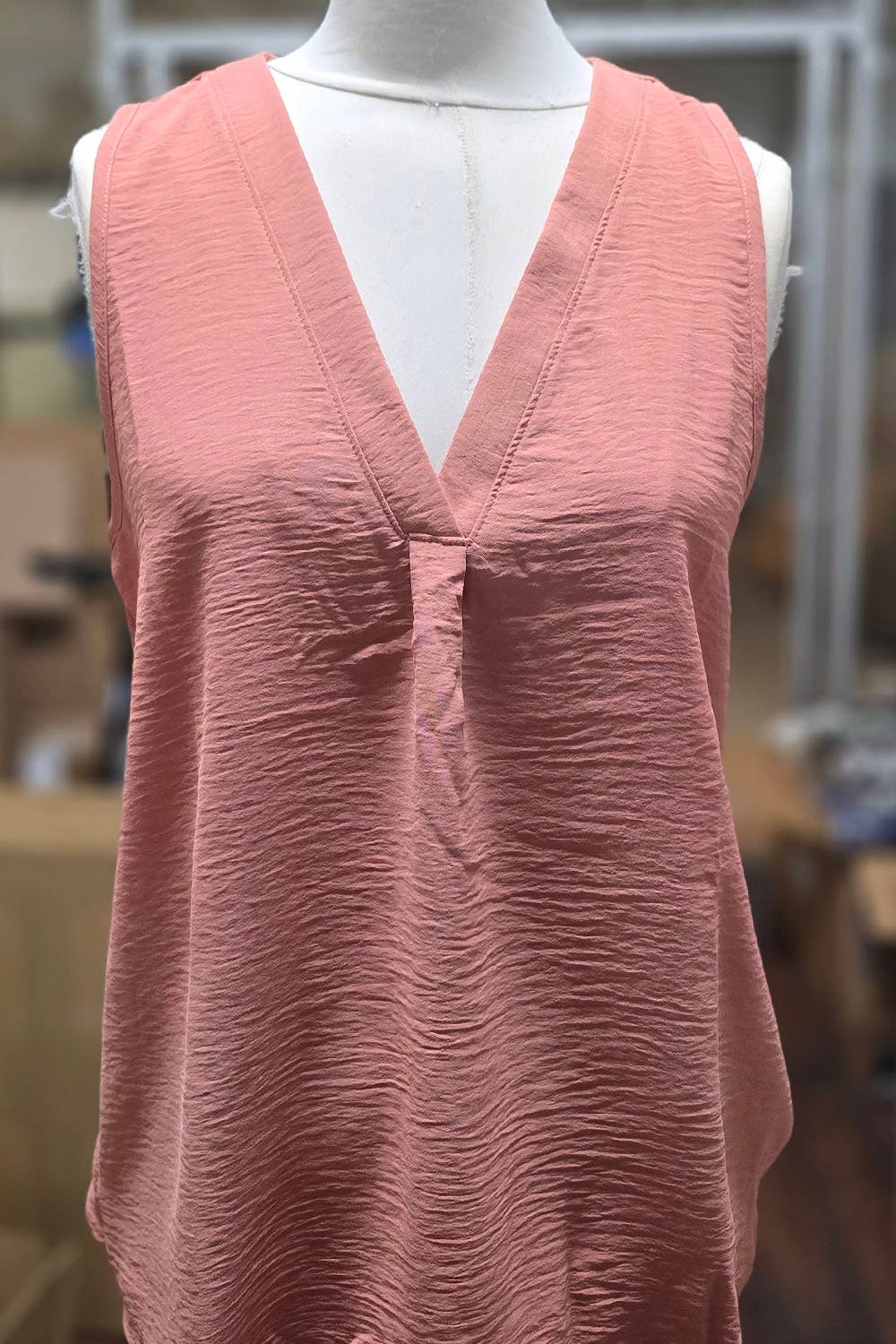 FSL Apparel - Wholesale Blouse - Women's - ST1560 - SOLID WOVEN V-NECK WORK WEAR CASUAL TOP18