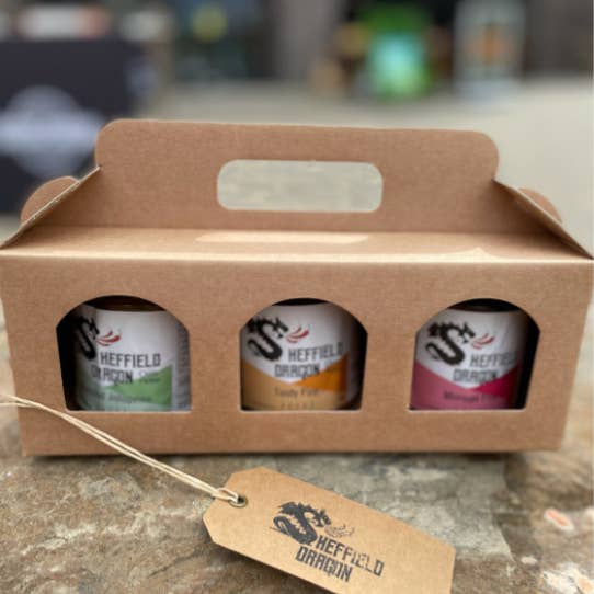 Confezione regalo Chilli Pickle Sampler per la vendita all'ingrosso da parte di Sheffield Dragon