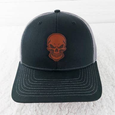 Skull Leather Patch for wholesale by Trendy Transfers