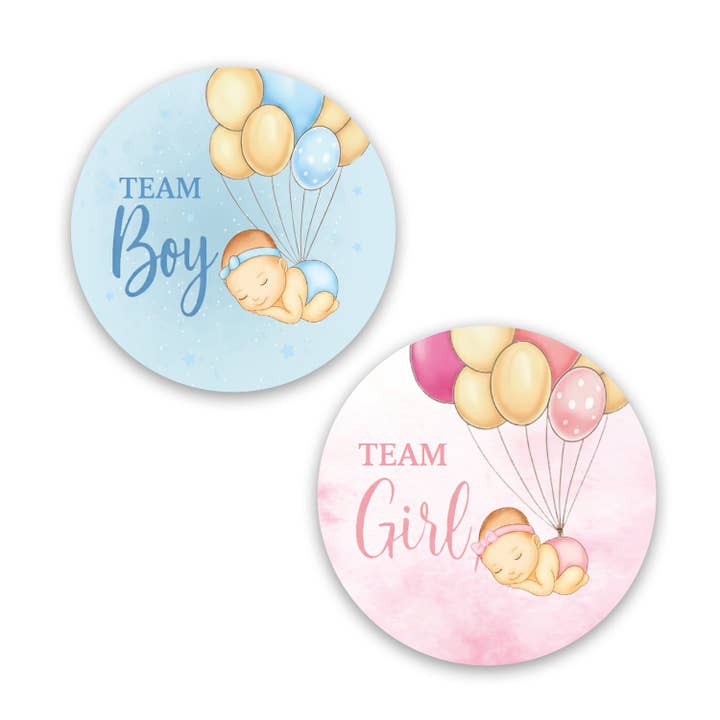Gender Reveal - 40 Labels/Sheet - 2"x2" - Style 5 for wholesale by StickerJet