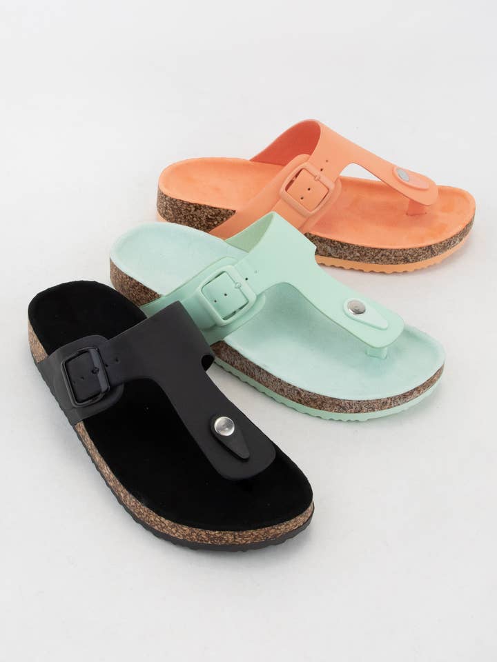CCOCCI - Wholesale Sandals - Women's - AUDRINA T-SHAPE CUT OUT UPPER THONG STYLE SLIDE SANDAL