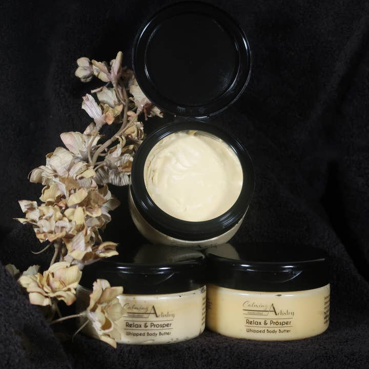 Soufflé soyeux pour le corps RELAX & PROSPER, 10 à 11,5 oz pour la vente par Calming Artistry