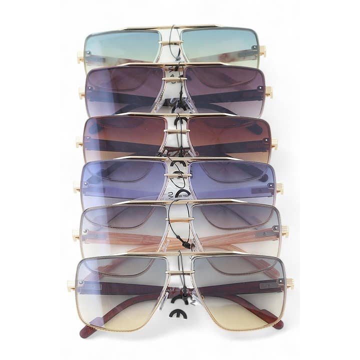 Ensemble de lunettes de soleil Square Aviator unisexes pour la vente par LA Jewelry Plaza