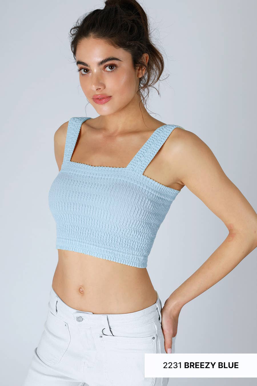 NIKIBIKI - Wholesale Knit Top - Women's - NS8255 - Shirred Square Neck Crop Top8