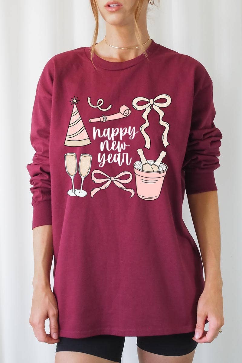 COLORBEAR - Wholesale T-Shirt (Graphic) - Women's - Happy New Year Graphic Long Sleeve Tee8