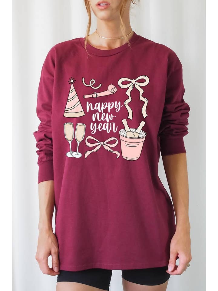 COLORBEAR - Wholesale T-Shirt (Graphic) - Women's - Happy New Year Graphic Long Sleeve Tee8