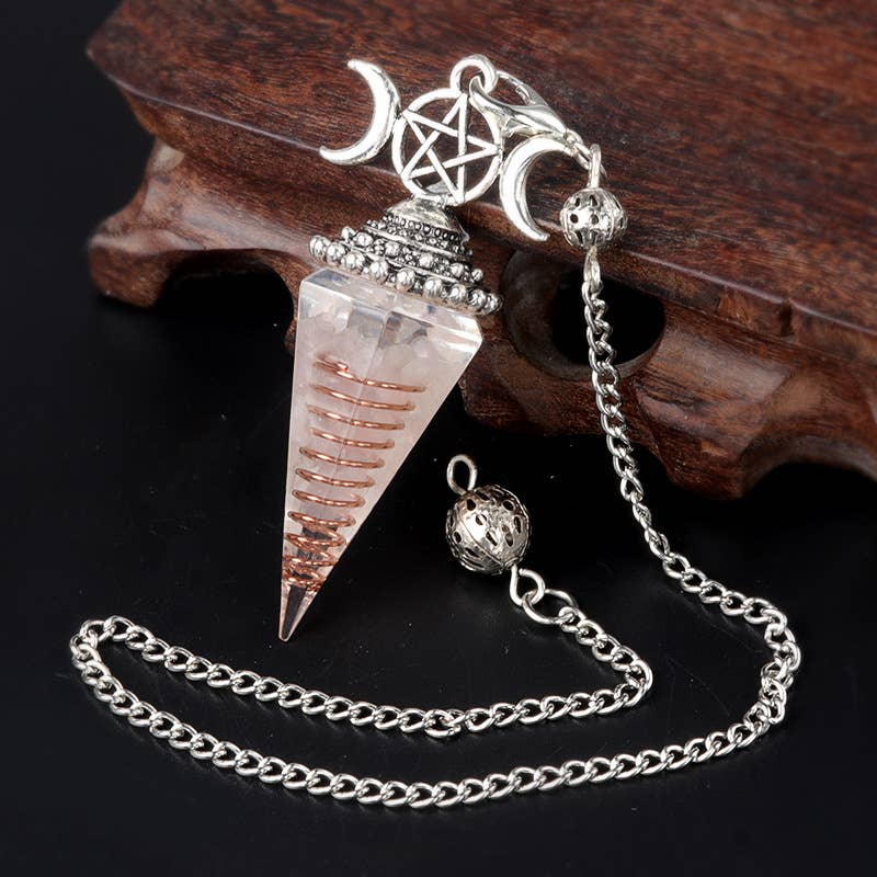 Gemcohub - Wholesale Spiritual Stone/Crystal - Moon Star Multicolor Hexagonal Pyramid Crystal Pendulum1