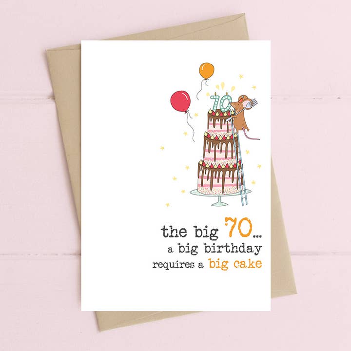 70º Compleanno - Grande Compleanno - Biglietto di Auguri per la vendita all'ingrosso da parte di Dandelion Stationery