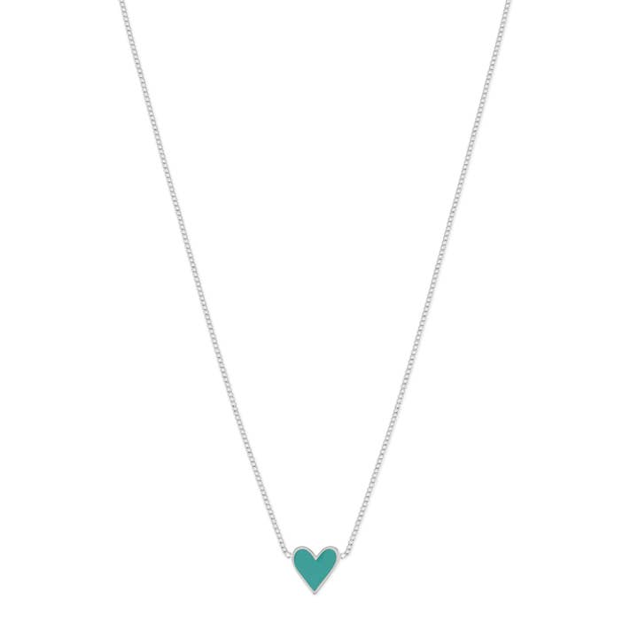 Coral & Mint - Wholesale Pendant/Charm Necklace - Heart Necklace with Sea Green Enamel