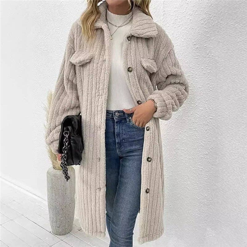 ShieldChic - Wholesale Fur/Faux Fur Coat - Women's - Women's Long Solid Color Plush Coat With Lapel5