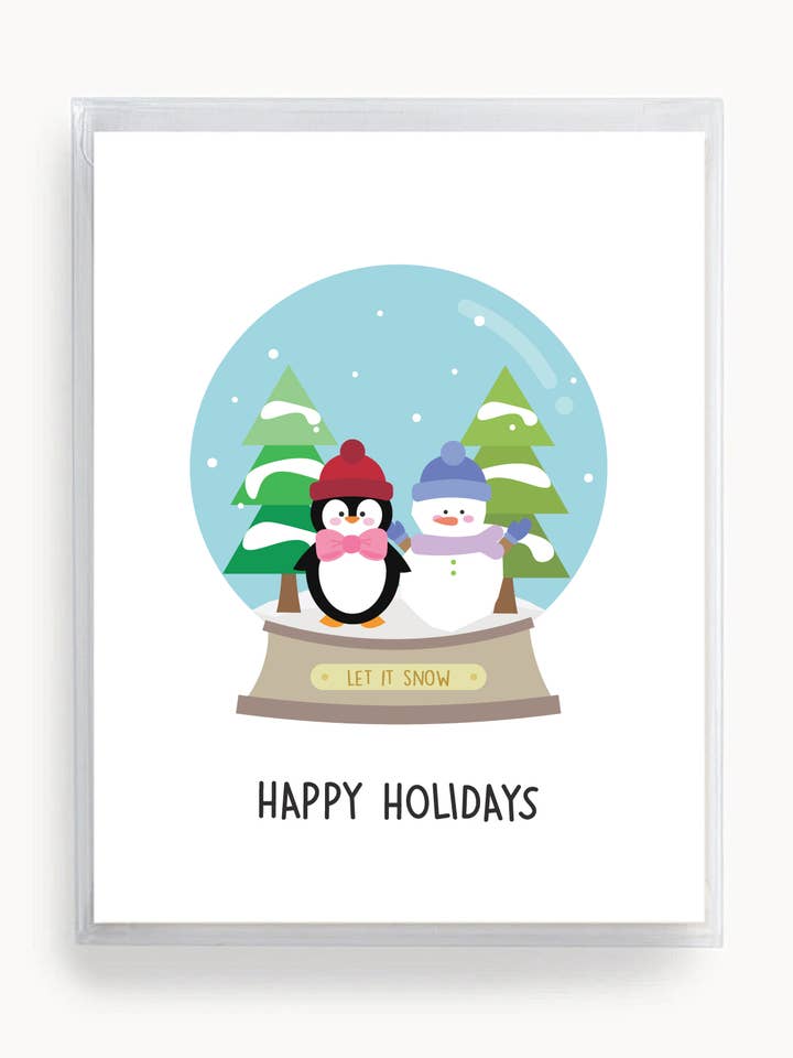 Happy Holidays Snowglobe Card | Boxed Set of 6 for wholesale by Tickle Me Lavender
