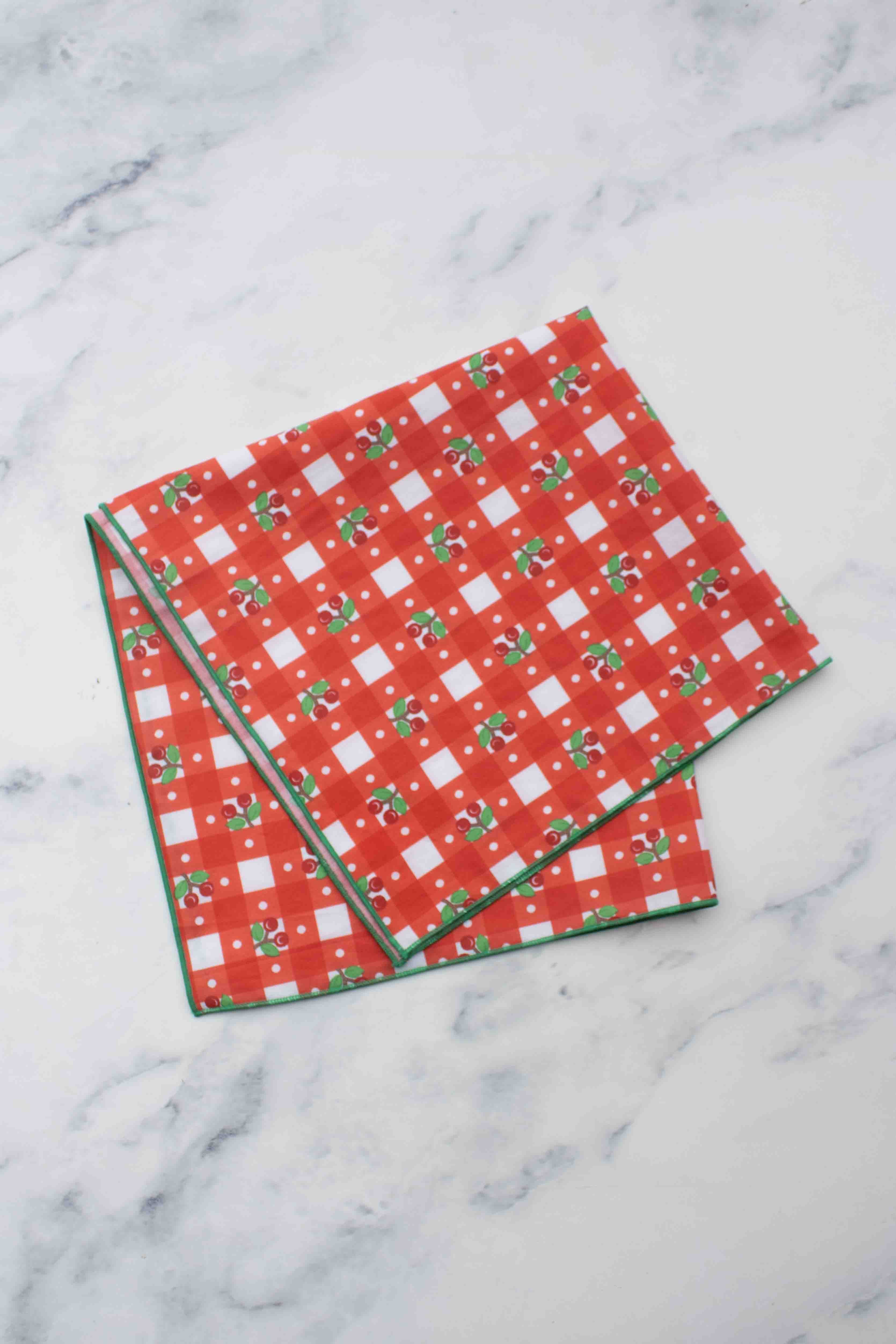 Tiepology - Wholesale Scarf - Women's - Cherry Gingham Square Scarf1