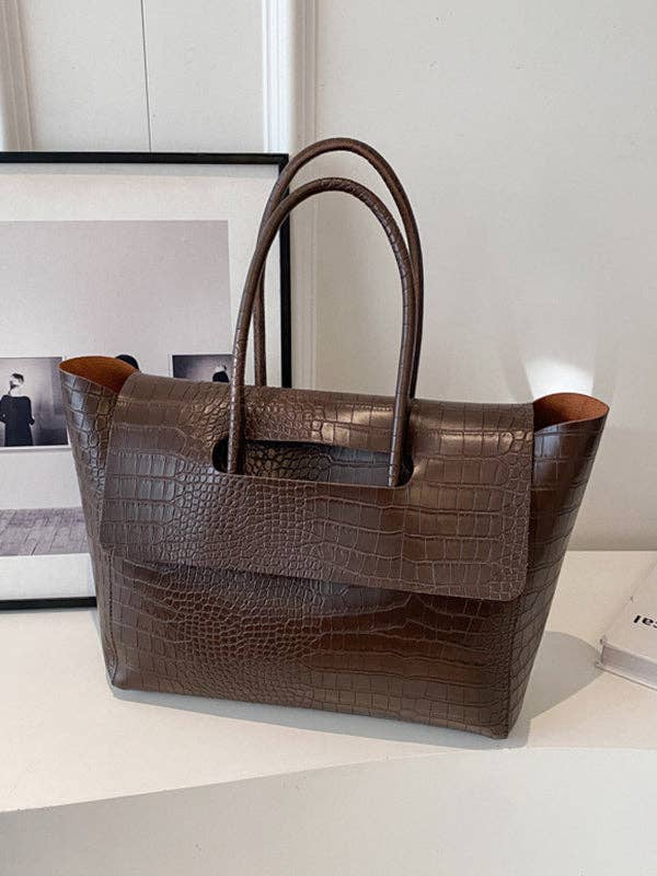 Sheer Trend - Wholesale Draagtas - Dames - Effen kleur handtassen met gesplitste naden en draagtas11