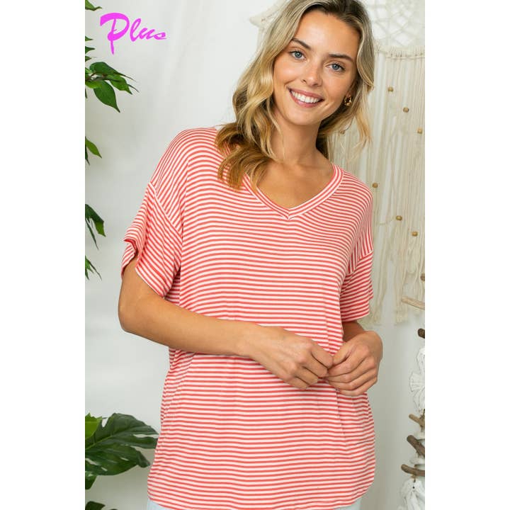 PLUS PIN STRIPE BOXY TOP for wholesale by 1clique co.