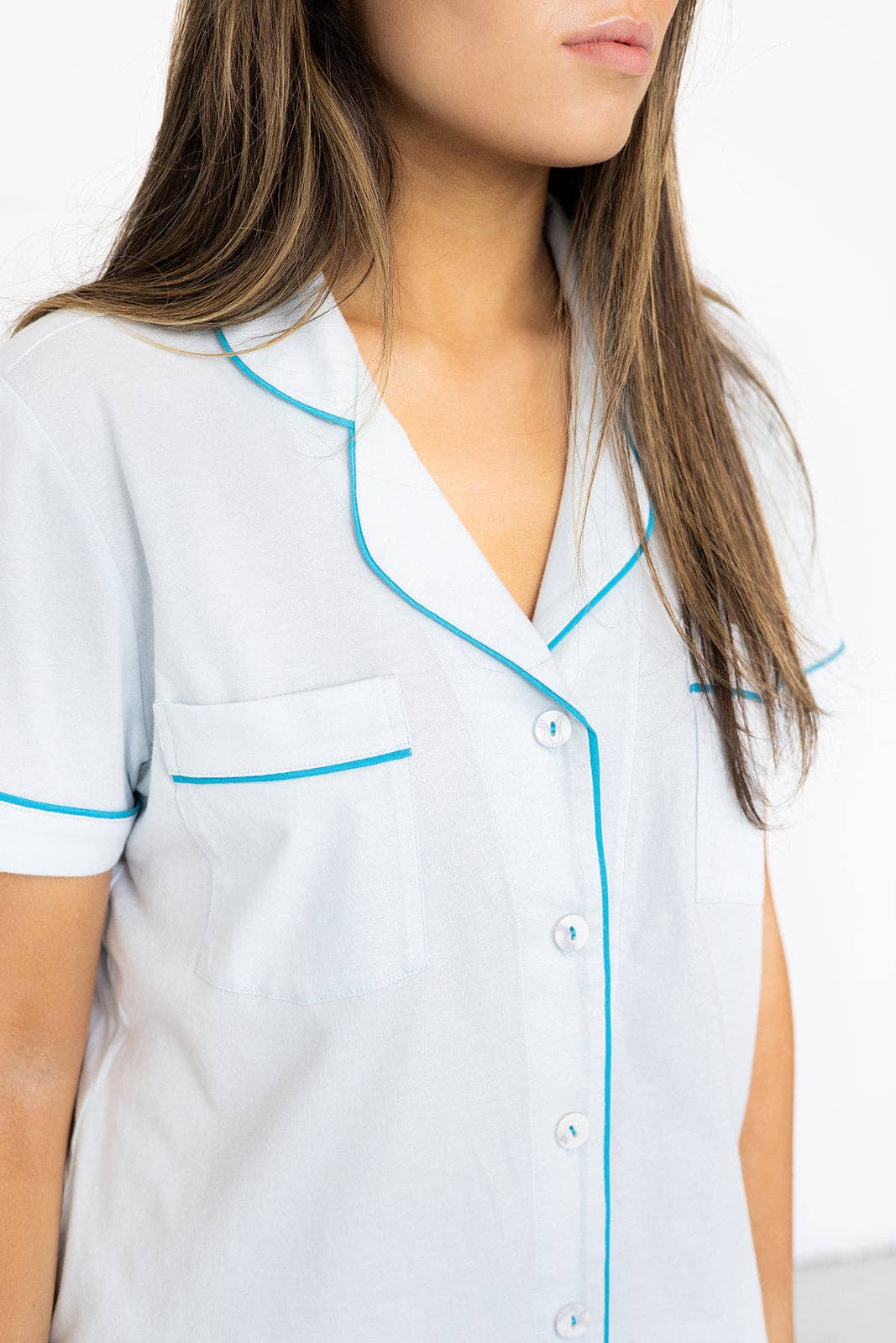 Salua Lingerie - Wholesale Sleepwear Set - Women's - SALUA Classic Luxury Shorties Pajamas in Brushed Pima Cotton1