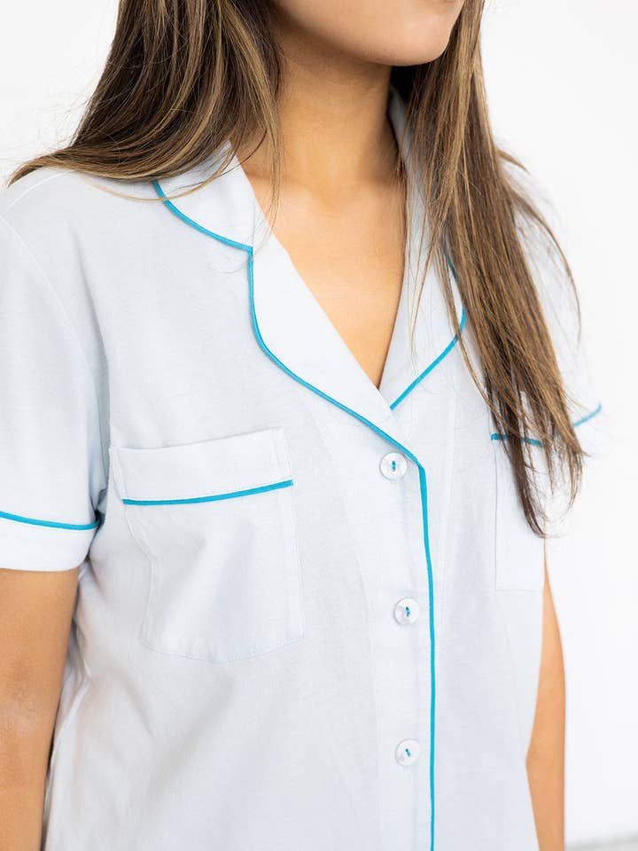 Salua Lingerie - Wholesale Sleepwear Set - Women's - SALUA Classic Luxury Shorties Pajamas in Brushed Pima Cotton1