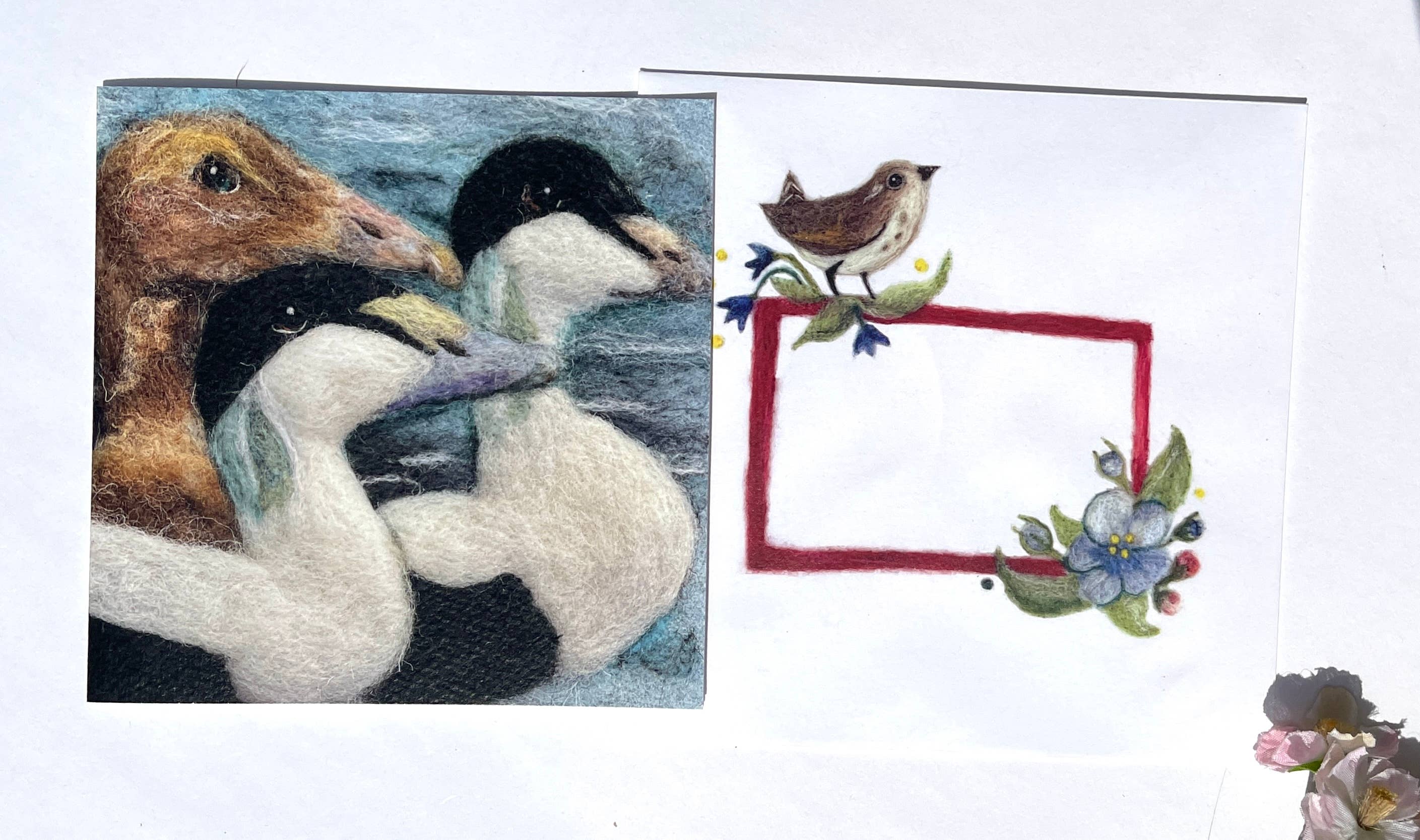 Sweet Liberty Belle - Wholesale Everyday Greeting Card - Eider Ducks  Card - Print of felt artwork2
