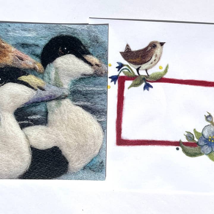 Sweet Liberty Belle - Wholesale Everyday Greeting Card - Eider Ducks Card - Print of felt artwork2
