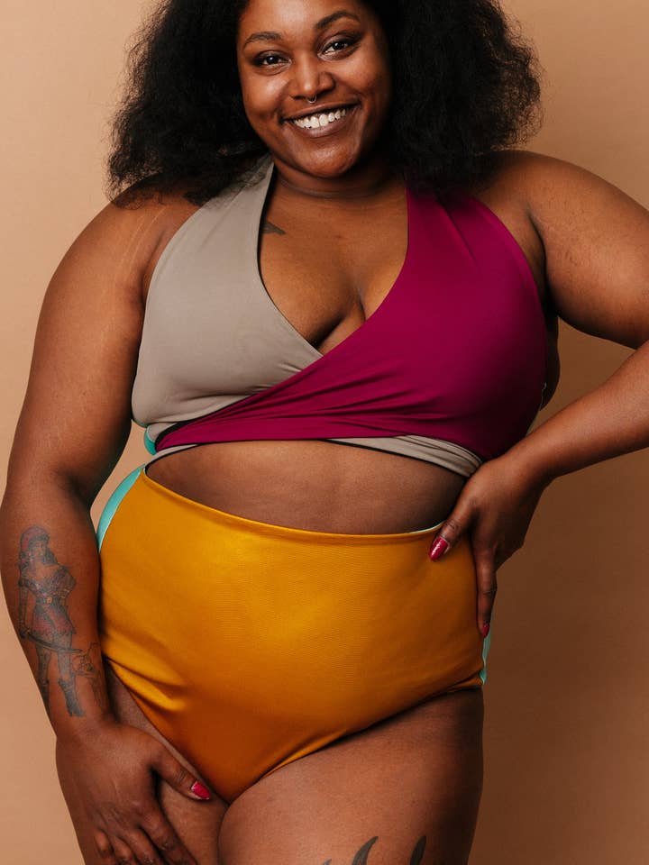 Selka Swimsuit in Zero Waste Multi-Color (OOAK 4XLs) for wholesale by Altar