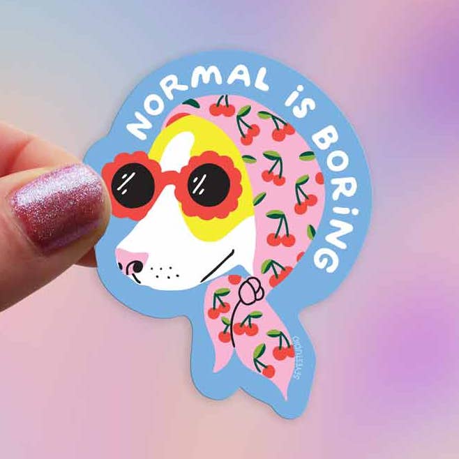 Normal is Boring Dog Vinyl Sticker for wholesale by 5 Eye Studio