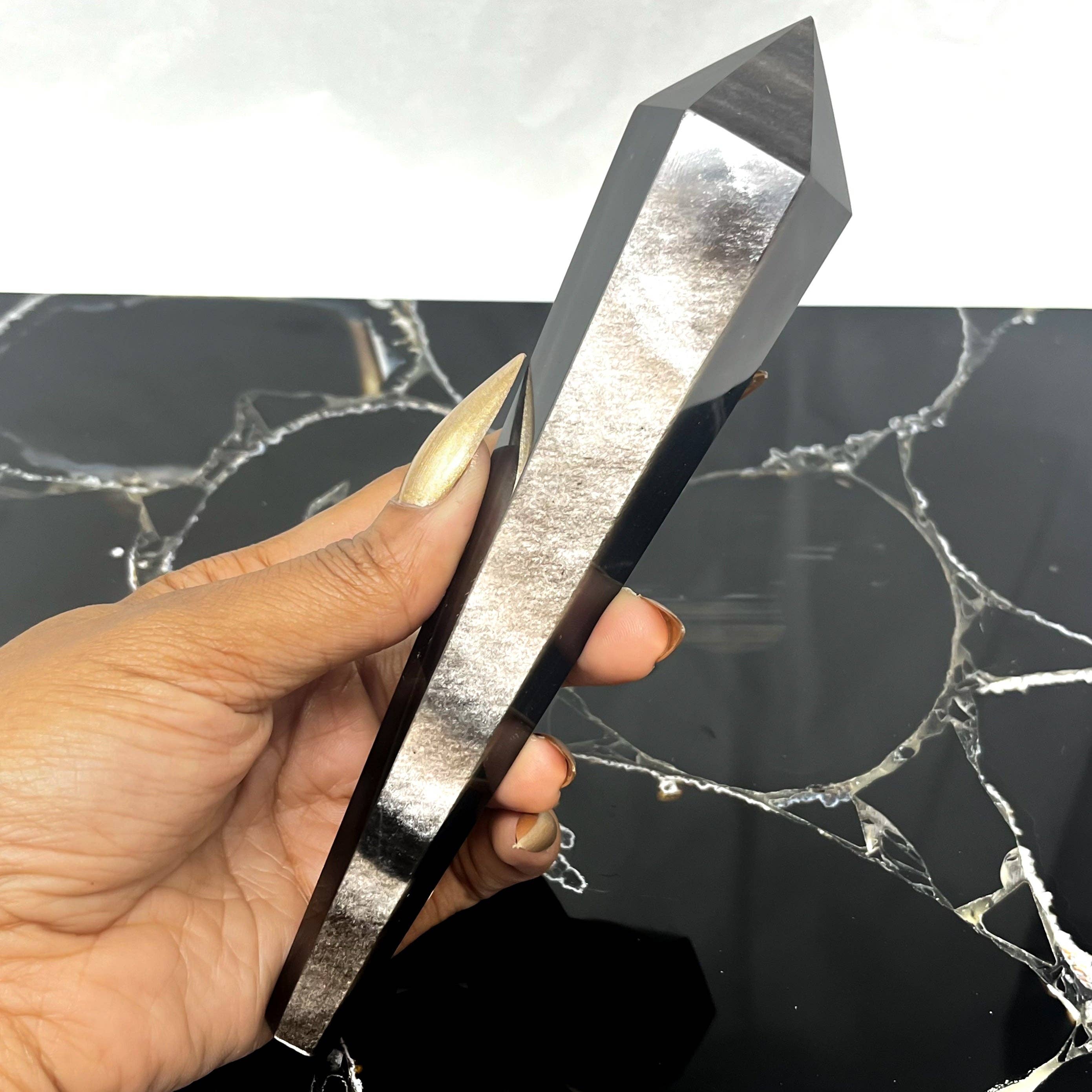 The Crystal Tabby - Wholesale Spiritual Stone/Crystal - Silver Sheen Obsidian Scepter3