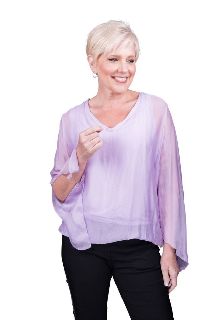 TINA Stephens Italy/Tees By Tina - Wholesale Blouse - Women's - Tiffany Silk Butterfly Bottom Open Wrist (BLS218)23