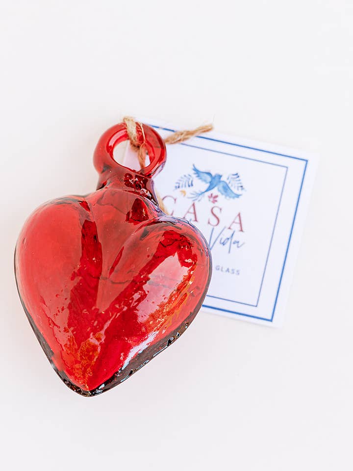 Blown Glass Heart - Red - Mini for wholesale by Casa Bella Vida