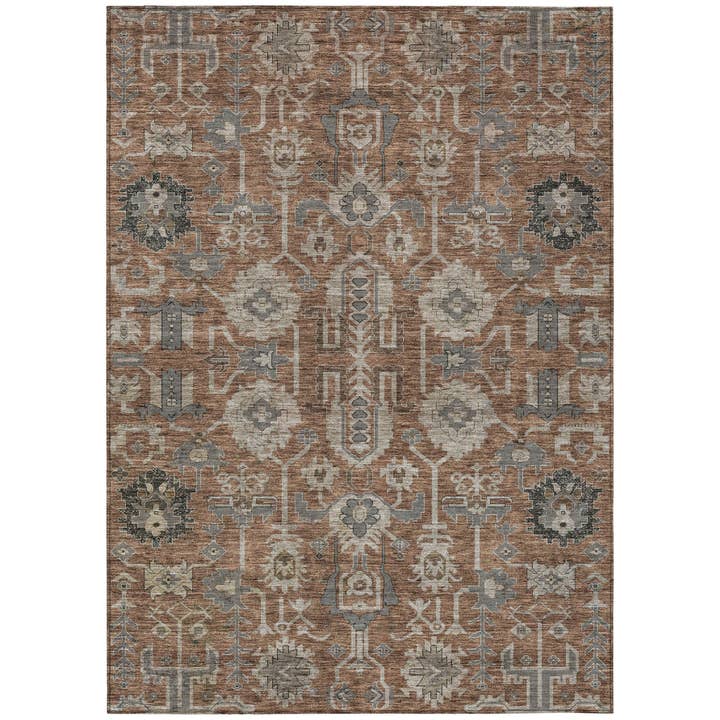 HomeRoots - Wholesale Area Rug - 8' X 10' Brown Gray And Charcoal Oriental Washable Area Rug1