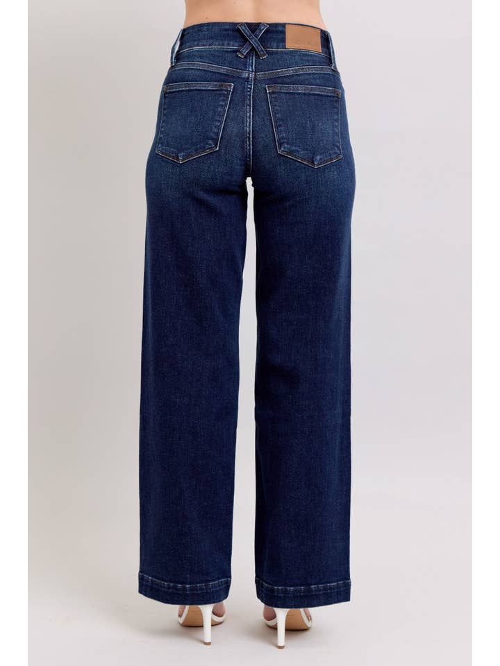 Watermelon Apparel - Wholesale Jeans - Women's - Judy Blue High Rise Wide-Leg Jean Dark Wash7