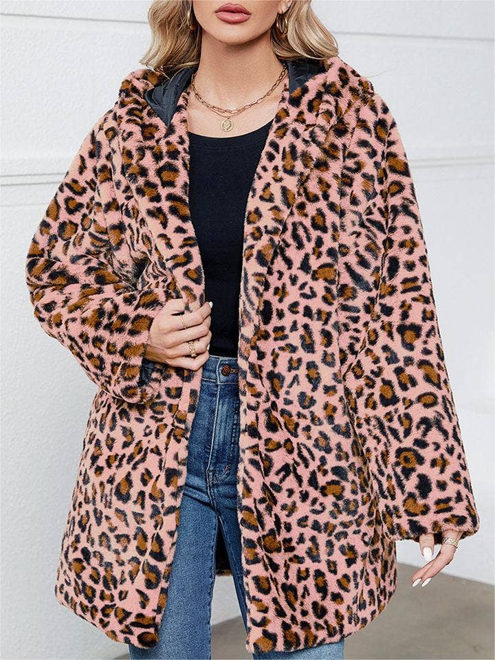 HIDDENBRAND - Wholesale Fur/Faux Fur Coat - Women's - Leopard faux fur coat plush coat