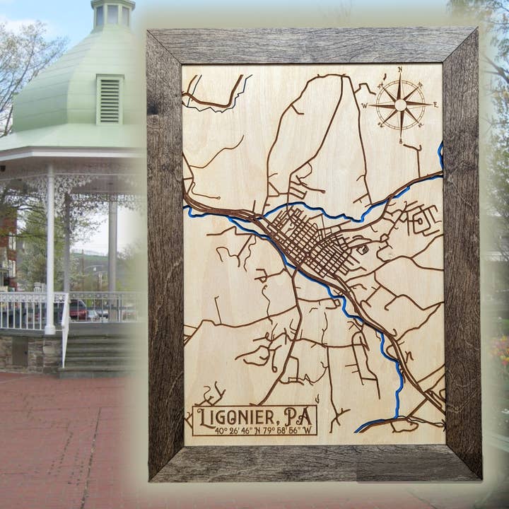 Ligonier Map for wholesale by Black River Arts