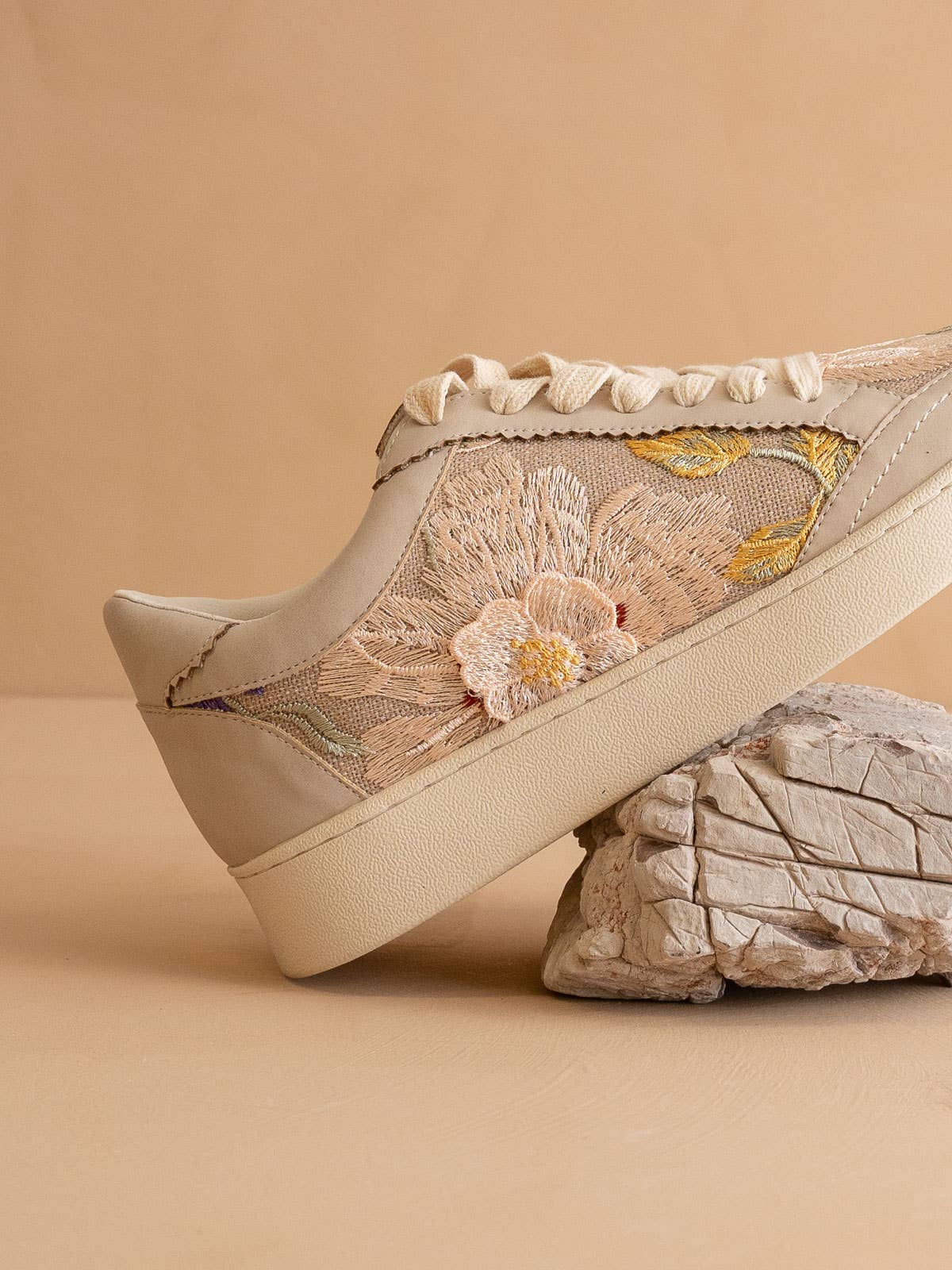 The Tammi | Light Grey Floral Applique Sneaker for wholesale on Faire3